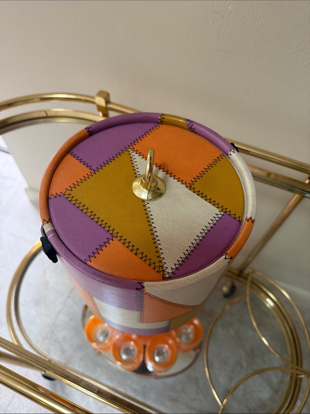 Mid Century Multicolor Patchwork  Ice Bucket - Picture 7 of 17